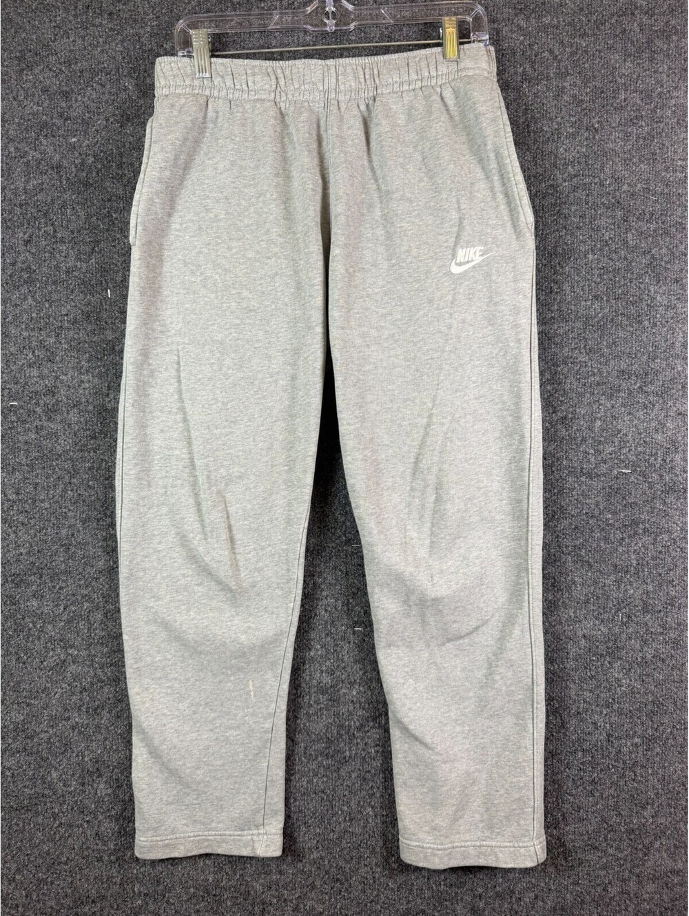 Nike Mens Sweatpants M Grey Futura Embroidered Logo Fleece Open Bottom